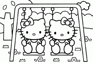 Hello Kitty Playing in A Park Coloring Pages