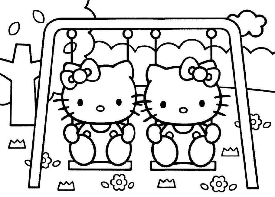  Hello Kitty Playing in A Park Coloring Pages