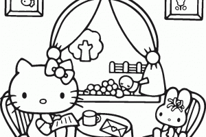 Hello Kitty Sitting Coloring Pages