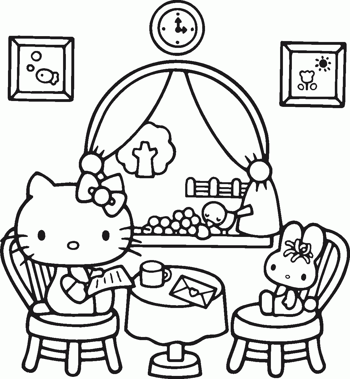  Hello Kitty Sitting Coloring Pages