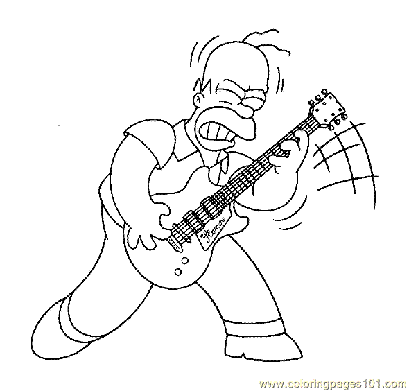 Homer Guitar free Coloring Pages Simpsons