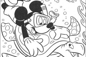 Mickey Mouse Diving The Sea Coloring Pages