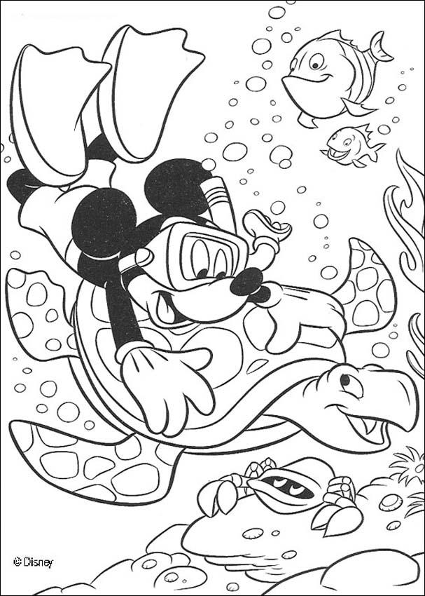  Mickey Mouse Diving The Sea Coloring Pages