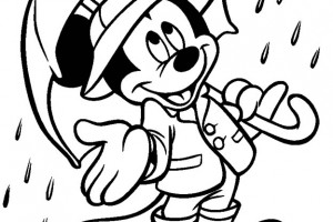 Raining Mickey Mouse Coloring Pages