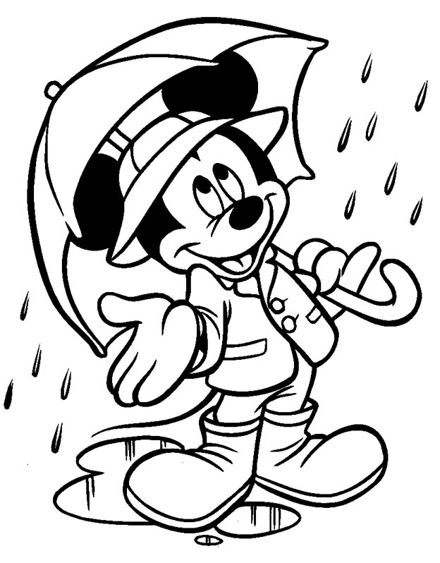  Raining Mickey Mouse Coloring Pages