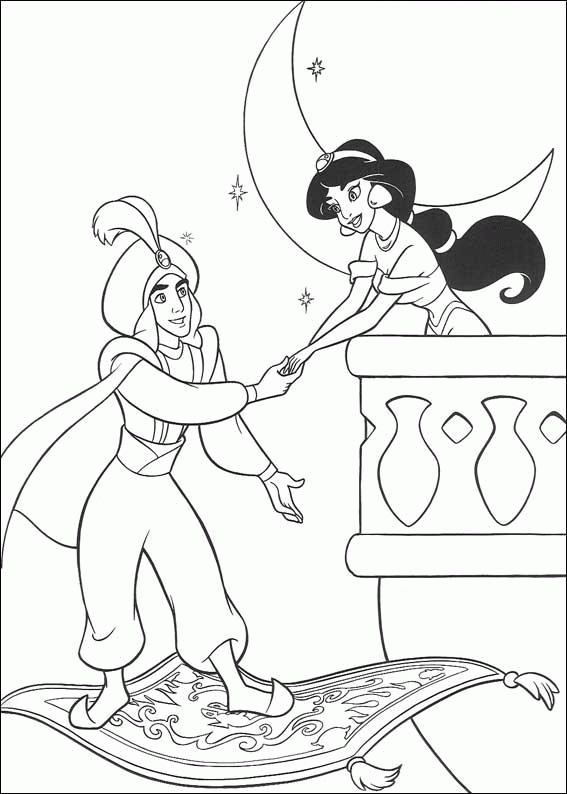 Sentimental Aladdin Free Coloring Pages