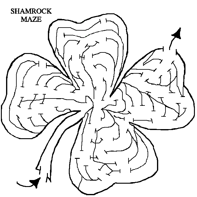  Shamrocks Maze Coloring Pages