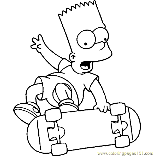 Skate Bart Simpsons Coloring Pages Simpsons  (Cartoons > The Simpsons