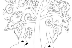 Tree Spring & Easter Holiday Adult Coloring Pages Designs | Family Holiday