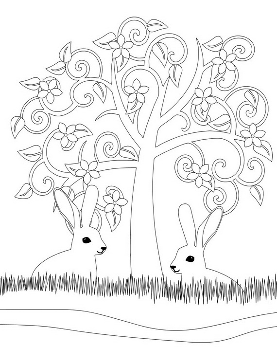  Tree Spring & Easter Holiday Adult Coloring Pages Designs | Family Holiday