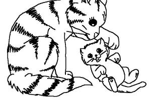 Cat Coloring Pages - letscoloringpages.com , cat play with kittens #2