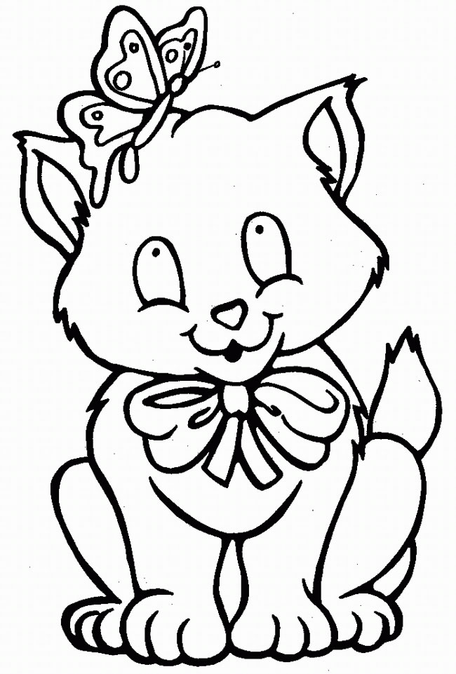  Cat Coloring Pages – letscoloringpages.com , cat with butterfly