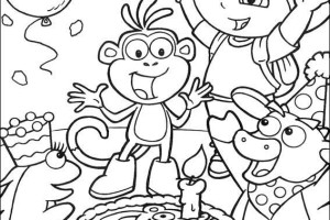 Coloring pages Dora the explorer Birthday