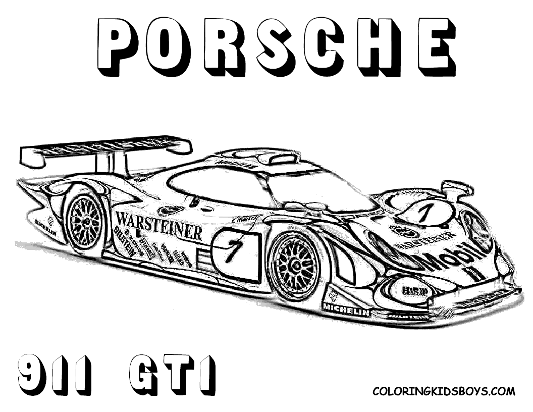 Formula one race coloring  pages for kids , letscoloringpages.com ,  formula one Porsche 911 GTI