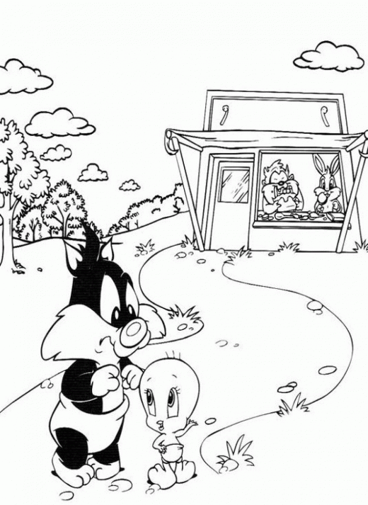 Free Baby looney tunes coloring pages , letscoloringpages.com , Play outside
