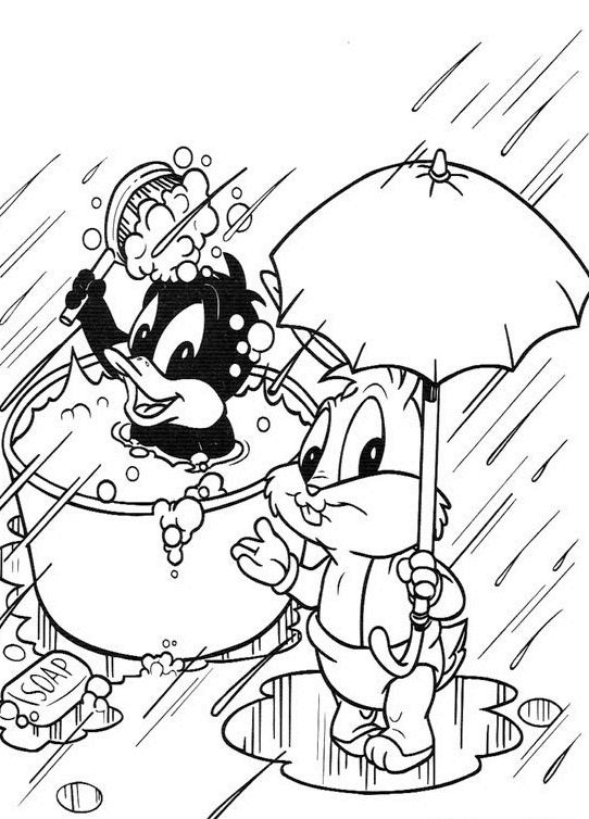 Free Baby Looney Tunes Coloring pages , Rainning looney tunes