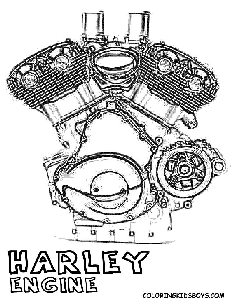 Free Harley Davidson Motocycle Coloring Pages | Harley Davidson Motor coloring pages
