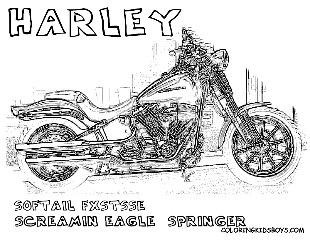 Free Harley Davidson Motocycle Coloring Pages | Harley Davidson Softail FXSTSSE coloring pages