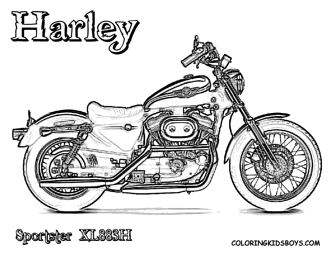 Free Harley Davidson Motocycle Coloring Pages | Harley Davidson Sportster coloring pages