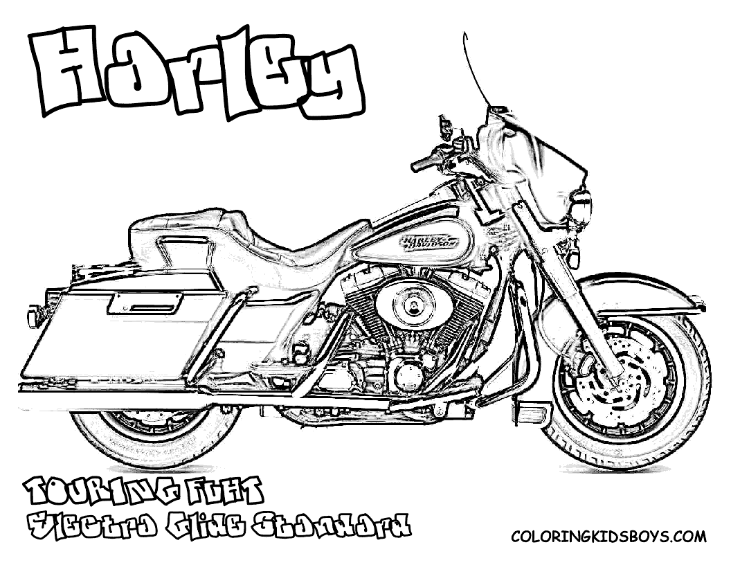 Free Harley Davidson Motocycle Coloring Pages | Harley Davidson touring coloring pages