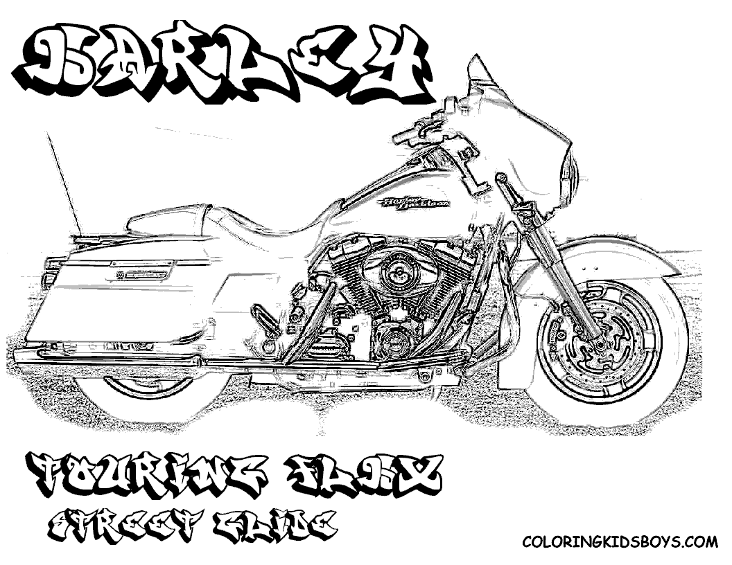 Free Harley Davidson Motocycle Coloring Pages | Harley Davidson Touring Flhx Street Glide coloring pages