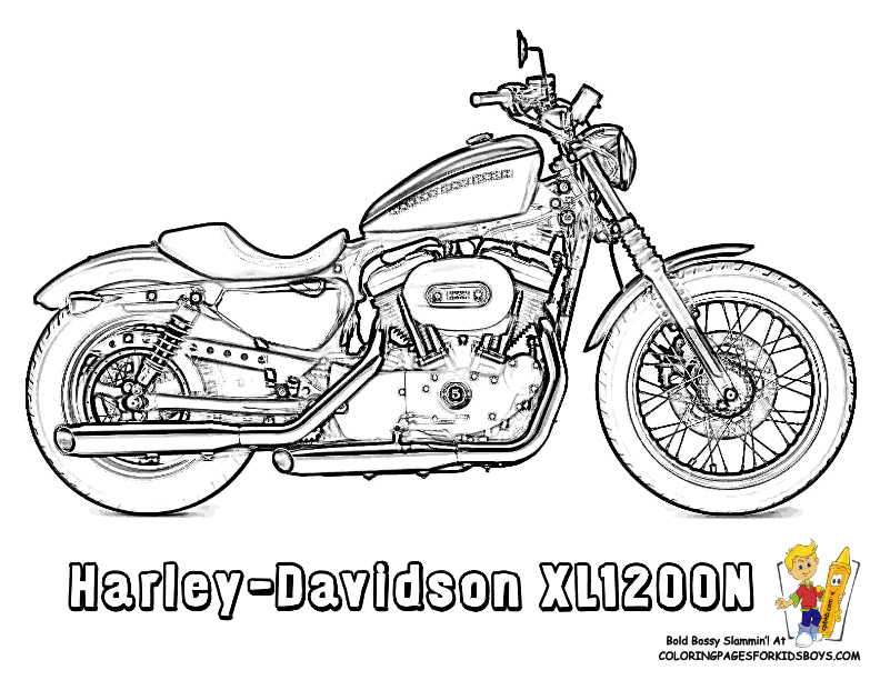 Free Harley Davidson Motocycle Coloring Pages | Harley Davidson XL1200N coloring pages
