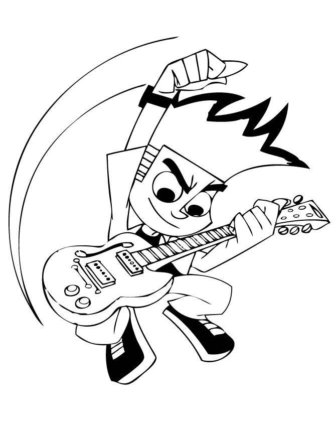 Free Johnny Test coloring pages | letscoloringpages.com |  Guitar