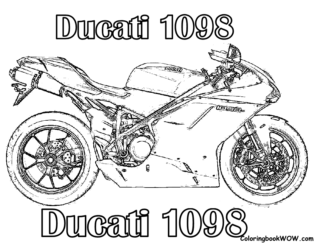 Free Motorcycle coloring page, letscoloringpages.com, Ducati 1098 Free