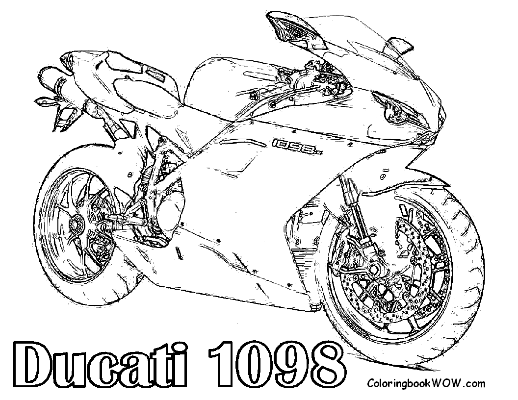 Free Motorcycle coloring page, letscoloringpages.com, Ducati 1098