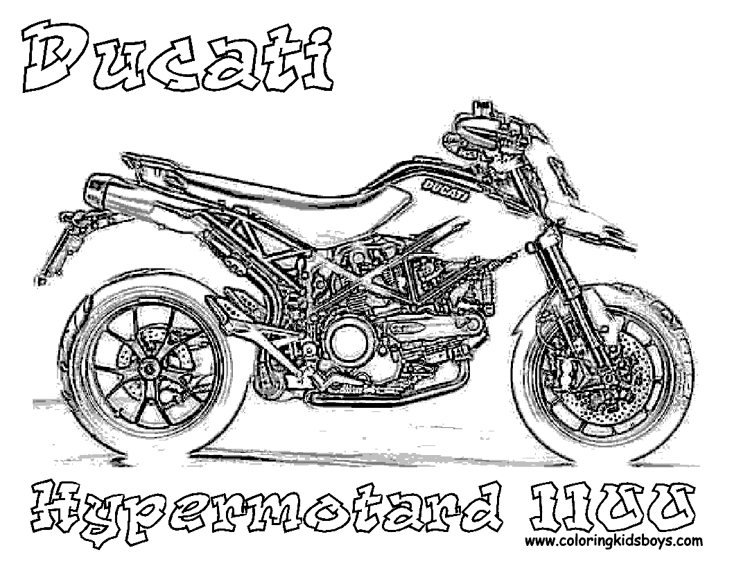 Free Motorcycle coloring page, letscoloringpages.com, Ducati Hypermotard