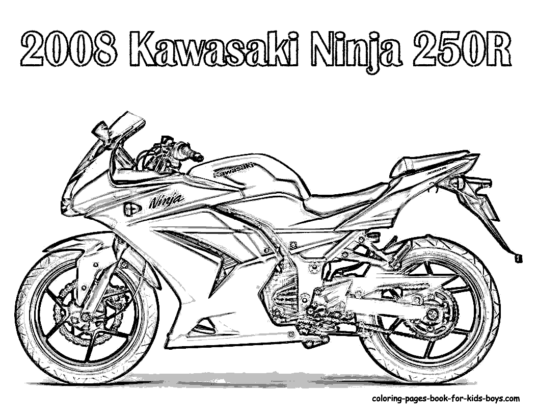 Free Motorcycle coloring page, letscoloringpages.com, Kawasaki Ninja 250R