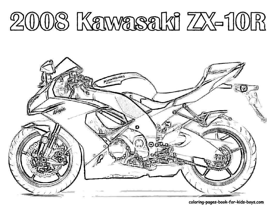Free Motorcycle coloring page, letscoloringpages.com, Kawasaki ZX-10R