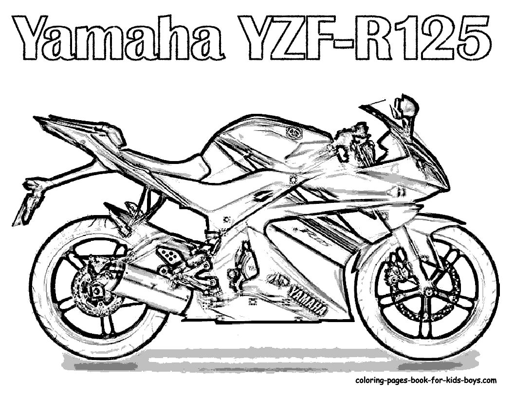 Free Motorcycle coloring page, letscoloringpages.com, Yamaha