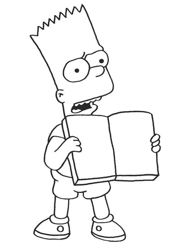 Free Simpsons coloring pages , letscoloringpages.com , Bart & book simpsons