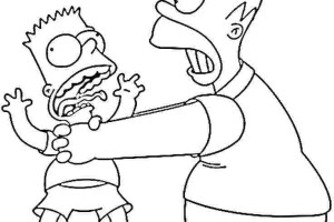 Free Simpsons coloring pages , letscoloringpages.com , Bart & Homer Simpsons