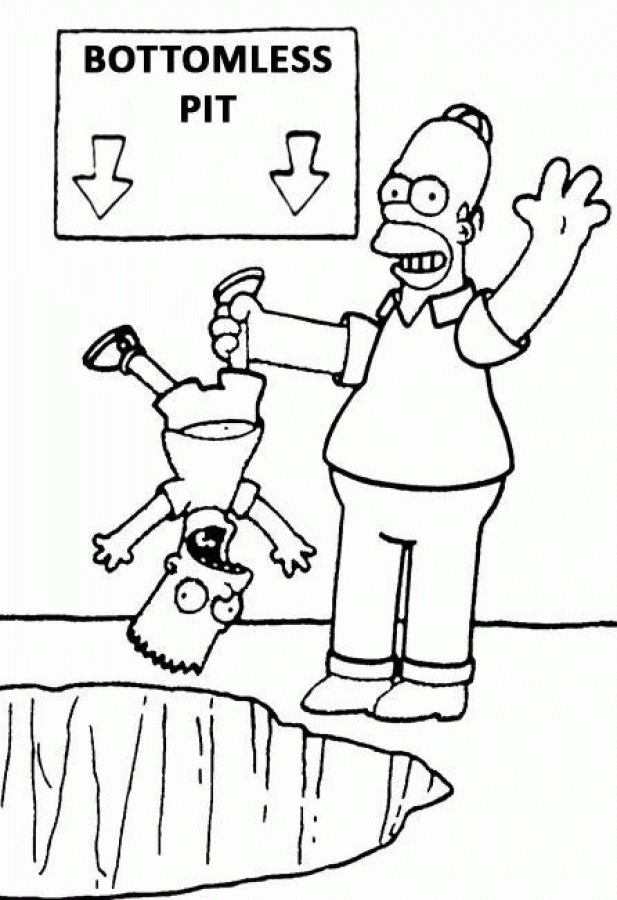Free Simpsons coloring pages , letscoloringpages.com , - Bart & Homer simpsons play