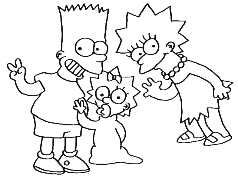 Free Simpsons coloring pages , letscoloringpages.com , Bart - lisa - Maggy simpsons
