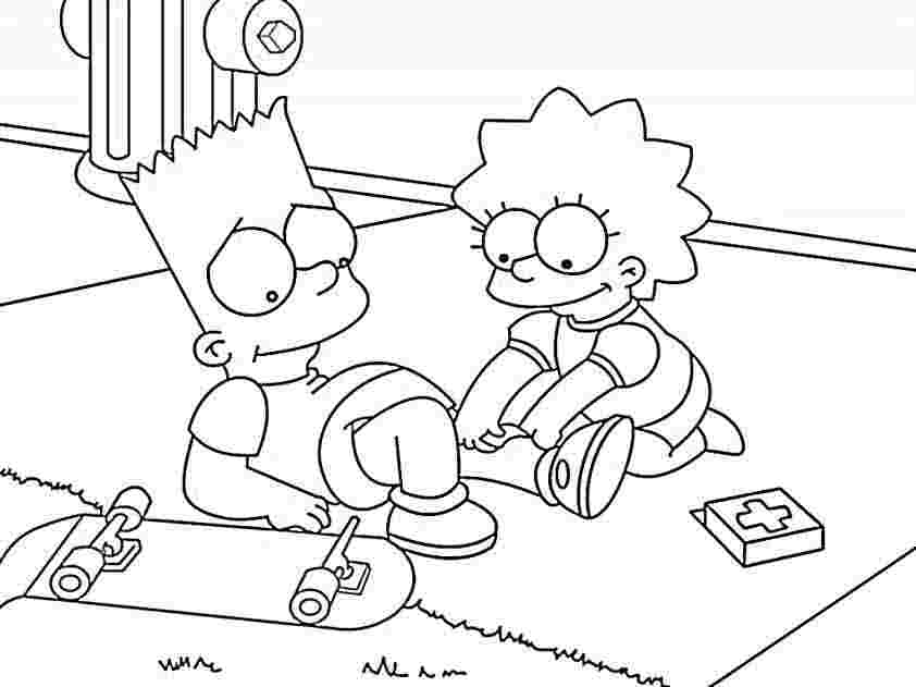  Free Simpsons coloring pages , letscoloringpages.com , Bart – lisa –  simpsons heal
