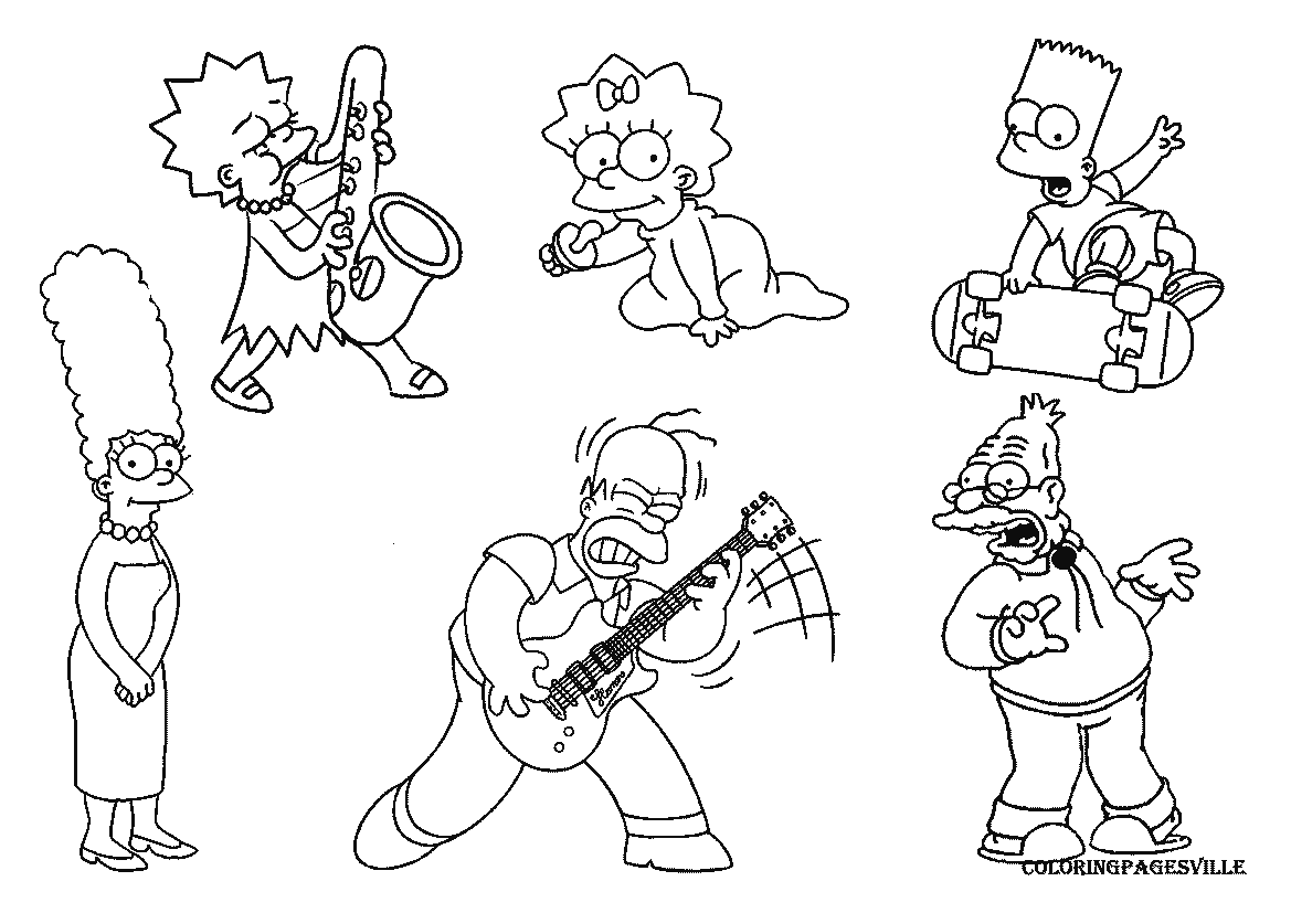 Free Simpsons coloring pages , letscoloringpages.com , Bart Simpsons Family