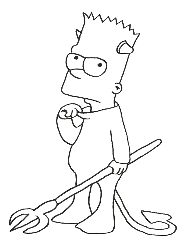 Free Simpsons coloring pages , letscoloringpages.com , Bart Simpsons wicked