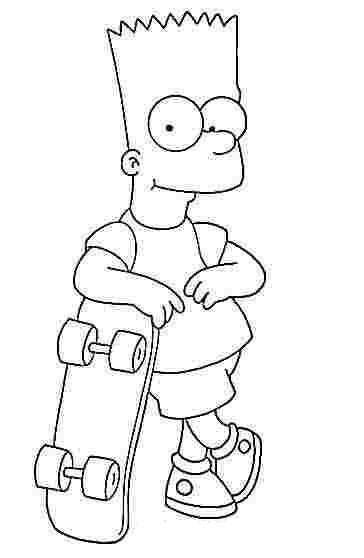  Free Simpsons coloring pages , letscoloringpages.com , – Bart simpsons with skateboard