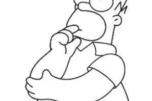 Free Simpsons coloring pages , letscoloringpages.com , Homer simpsons thinking
