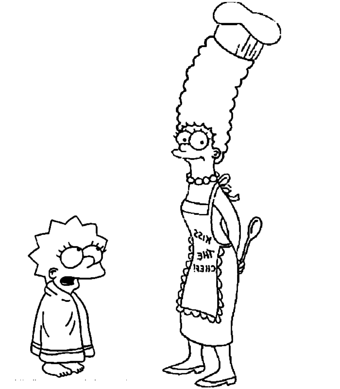 Free Simpsons coloring pages , letscoloringpages.com , Marge & Lisa