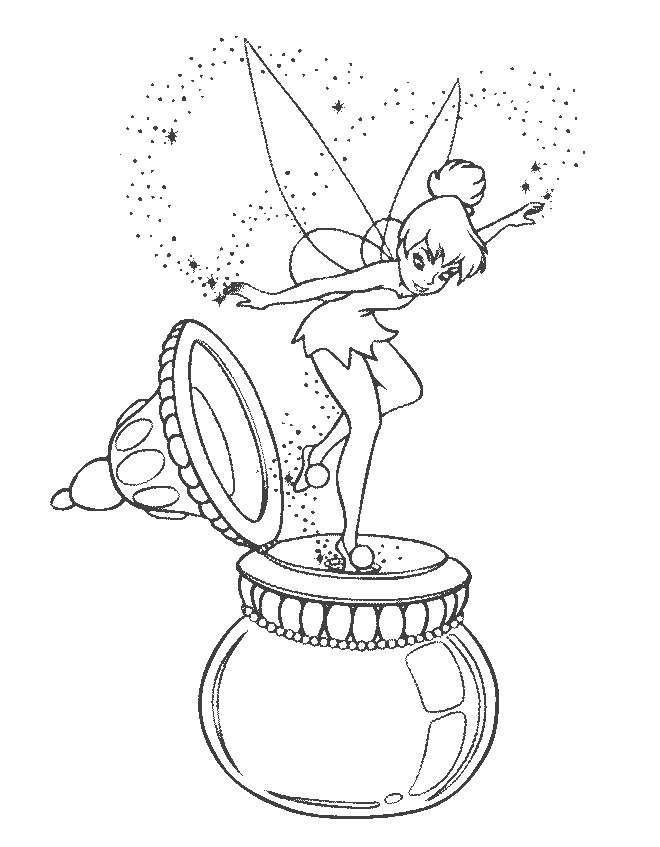  Free Tinkerbell Coloring Pages | Coloring Pages To Print | Cute little princess Flying in bottle