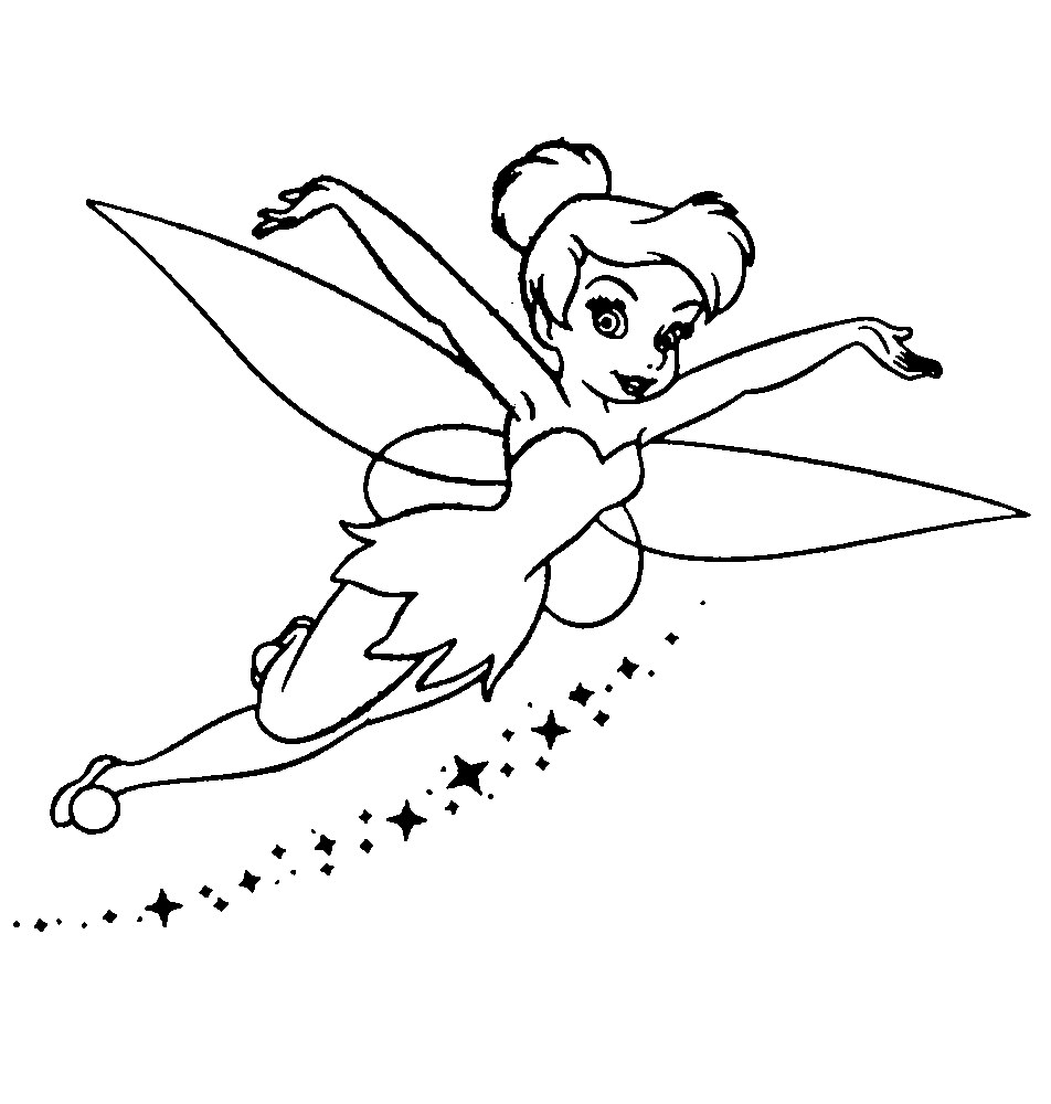 Free Tinkerbell Coloring Pages | Coloring Pages To Print | Cute little princess Flying