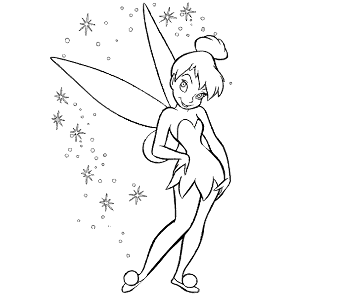 Free Tinkerbell Coloring Pages | Coloring Pages To Print | Cute little princess walk in stars