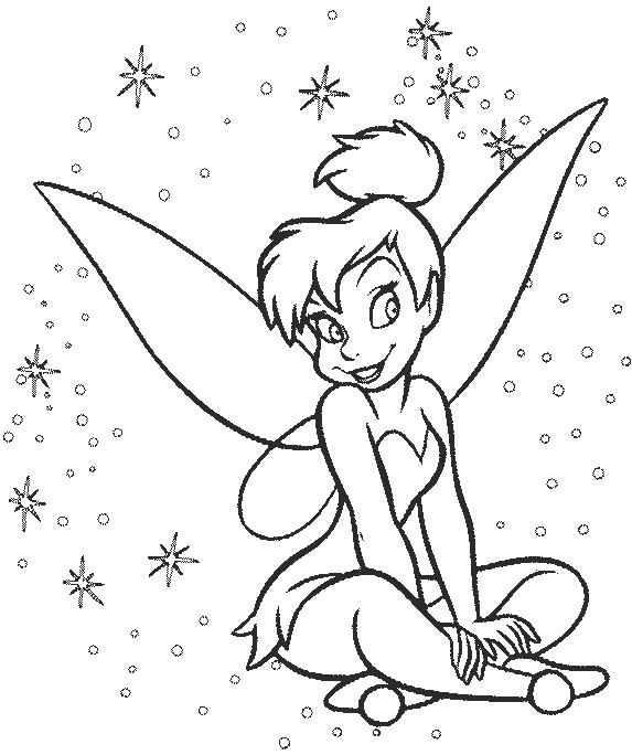  Free Tinkerbell Coloring Pages | Coloring Pages To Print | little princess with stars