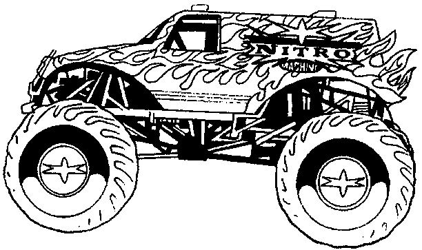 Monster Truck Coloring Pages, letscoloringpages.com, Fire monster truck