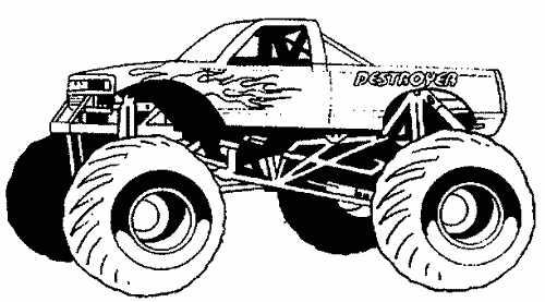 Monster Truck Coloring Pages, letscoloringpages.com, Flame monster truck