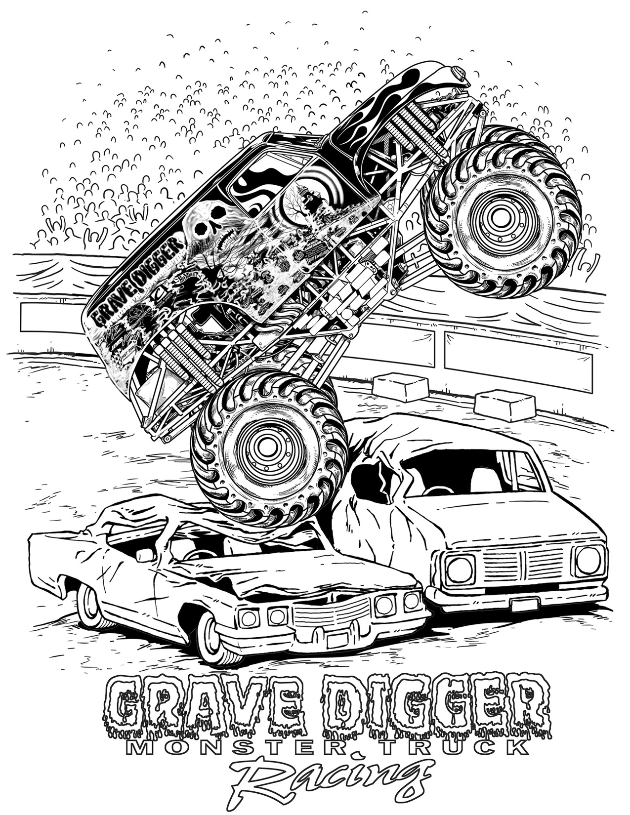 Download Monster Truck Coloring Pages, letscoloringpages.com, Grave ...